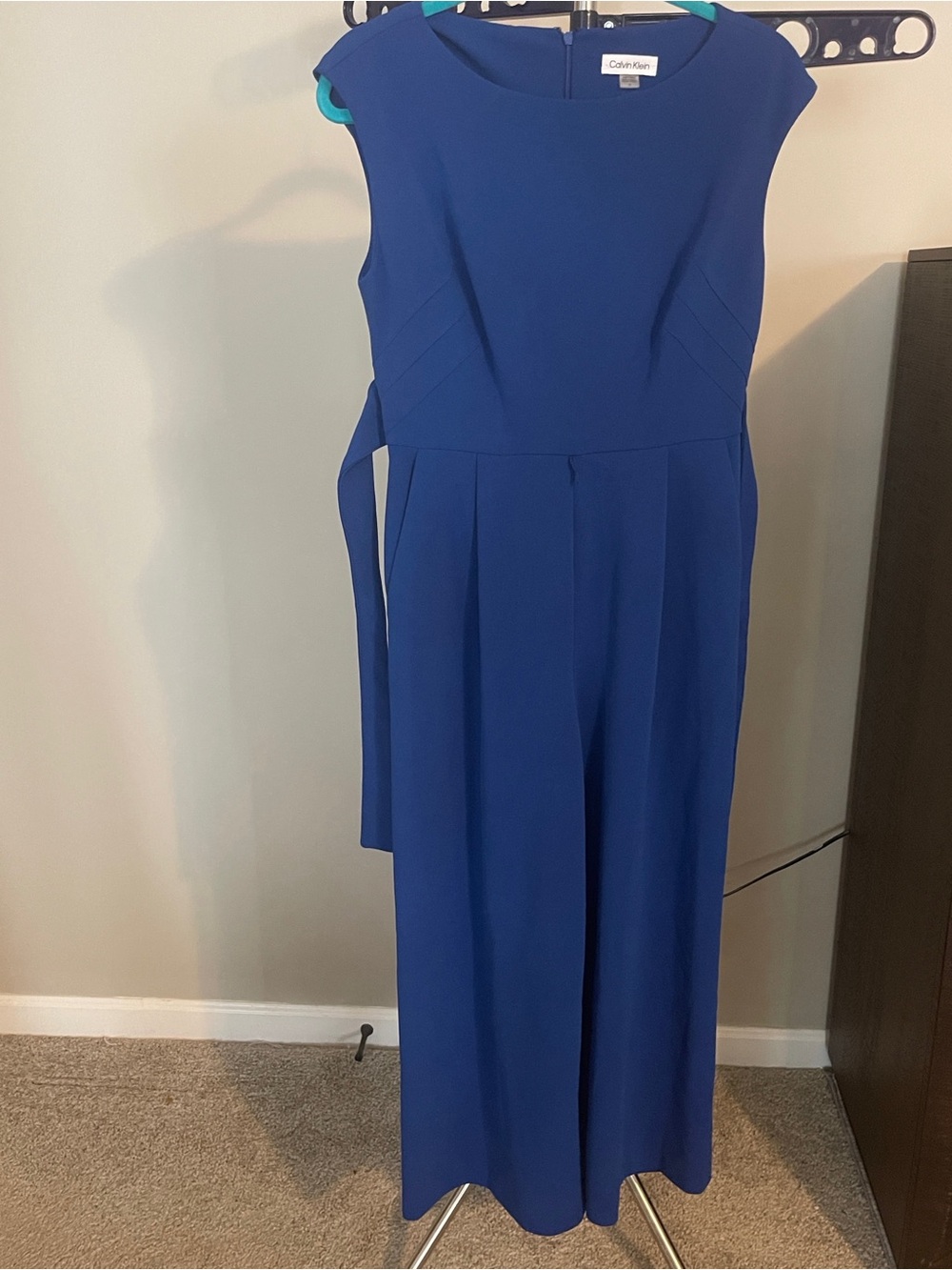 Calvin Klein Cobalt Blue Cap-Sleeve Jumpsuit